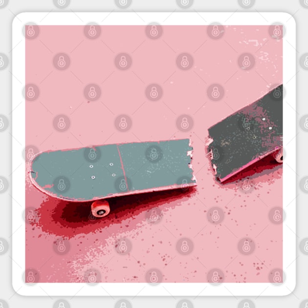 Skateboard Deck Broke Pinker Sticker by CharlieCreator